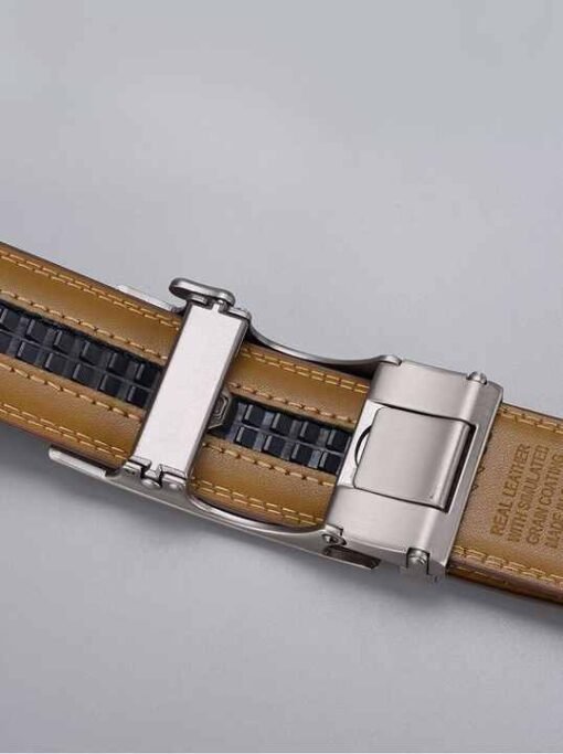 New Arrival Luxury Designer Cowhide Leather Slide Ratchet Waist Belts Genuine Leather Men Belt With Automatic Click Buckle - Image 3