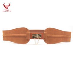 2022 New Fashion Suede Leather Female Dress Wide Waist Belts Leather Women Belt With Key Lock Buckle