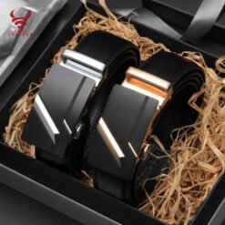 Custom Logo Automatic Ratchet Buckle Brown Genuine Leather Belts Quick Release Metal Buckle Leather Moroccan Belt for Mens