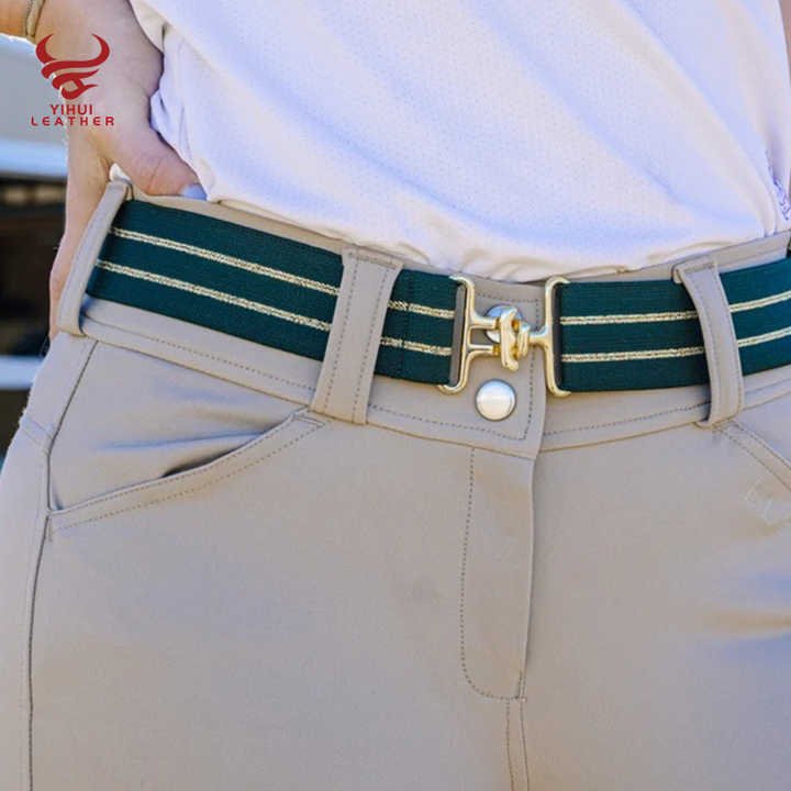 Factory Wholesale Cheap Designer Women Elastic Belts With Shark Buckle Equestrian Elastic Horse Rider Belt Girls - Image 4