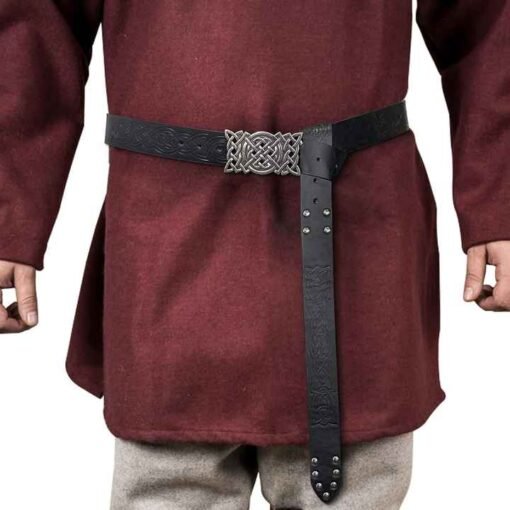 Studded Renaissance Knight Belt Embossed PU Leather O Ring Belt Viking Costume LARP Accessories Medieval Viking Belt for Men - Image 6
