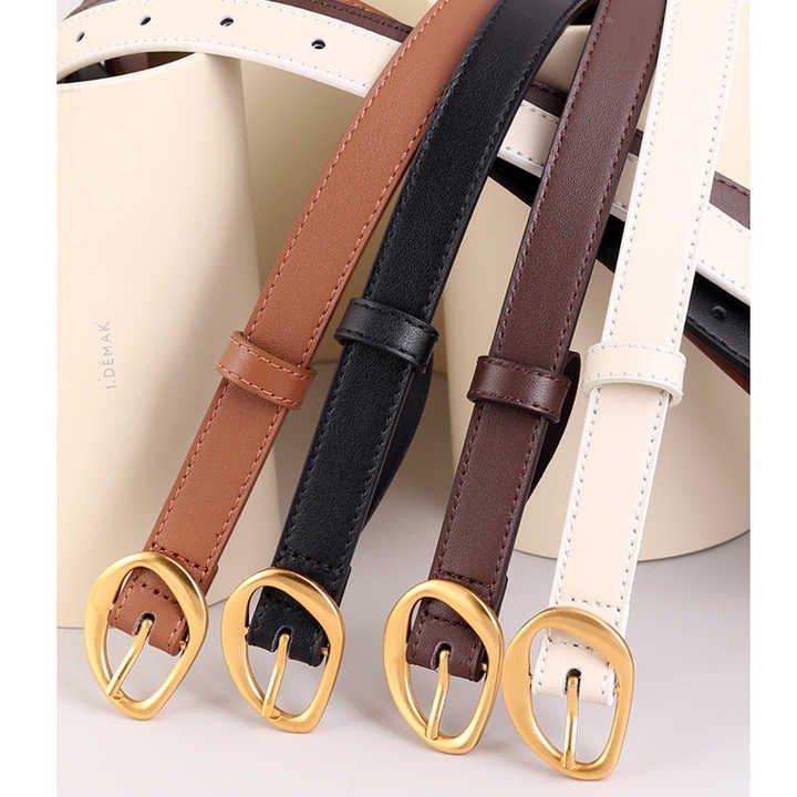 New Style Solid Color Soft Cowhide Leather Women Jeans Waist Belt Fashion Girls Dress Genuine Leather Belt With Irregular Belt - Image 5