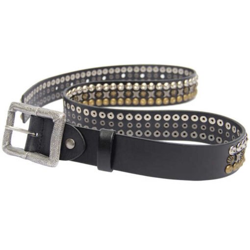 Custom High Quality Genuine Leather Punk Goth Men Waist Belt Wholesale Designer New Fashion Studded Metal Conical Belt for Adult - Image 2