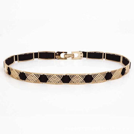 2023 New Style Luxury Elastic Leather Thin Belt Designer High Quality Skinny Floral Thin Leather Chain Belt for Women - Image 5