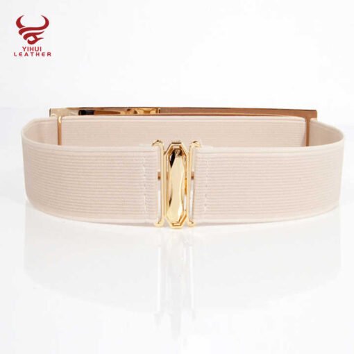 Hot Sale Designer Golden Elastic Strength Skinny Body Waist Belts for Woman Gold Brand Metal Mirror Elastic Ladies Dress Belt - Image 5