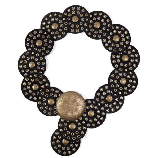 2023 New Retro Punk Big Round Rivet Hole PU Leather Belt Disk Link Fashion Wide Ladies Wide Boho Disc Concho Leather Belt - Image 2