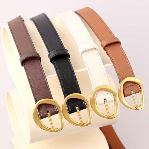 2024 Newest Skinny Pin Buckle Belt Leather Belt for Girls Multiple Styles Genuine Leather Thin Waist Jeans Belt for Pants - Image 4