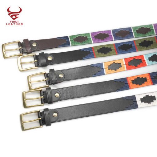 Custom Sport Full Grain Belts Boys Emboss Genuine Leather Riding Equestrian Argentinian Embroidery William Polo Leather Belt Men - Image 2