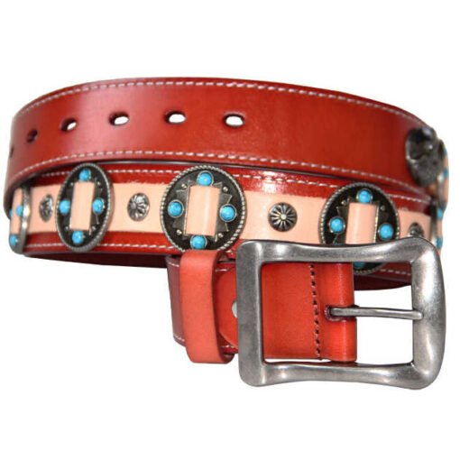 High Quality Pin Buckle Genuine Leather Punk Goth Biker Waist Belt Designer New Fashion Chrome Conchos Studded Belt for Adult - Image 6
