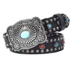 Genuine Leather Turquoise Stone Belt for Jeans Pants Rodeo Cowgirl Cowboy Country Belts High Quality Western Belts for Women Men