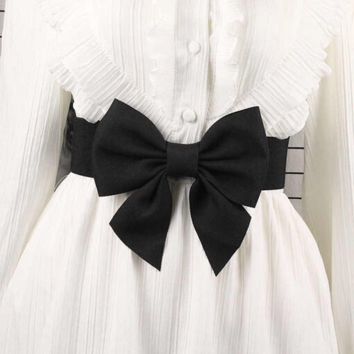 2024 Fashion Lady Wide Waistbands Elastic Stretchy Belt Double Metal Buckle Waistband Bow Corset Belt for Women - Image 3