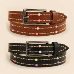 Designer 2025 New Fashion PU Leather Trouser Belt for Girls Dress Custom Trendy Casual Stitching Bead Leather Belt for Women