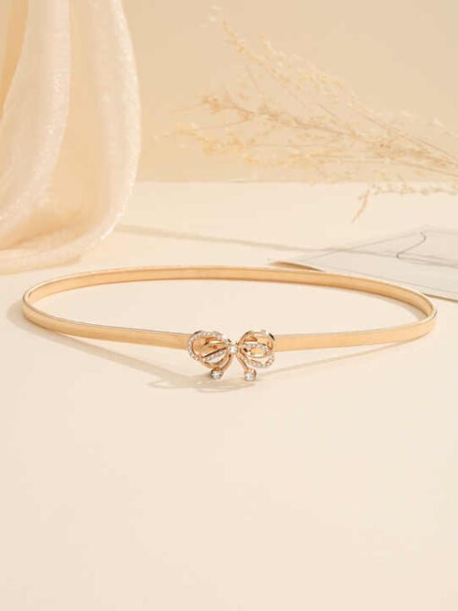 Luxury Lady Dress Skinny WeddingThin Belts Elastic Strength Waist Belt Gold Metal Body Chains Belt for Women Girls - Image 4