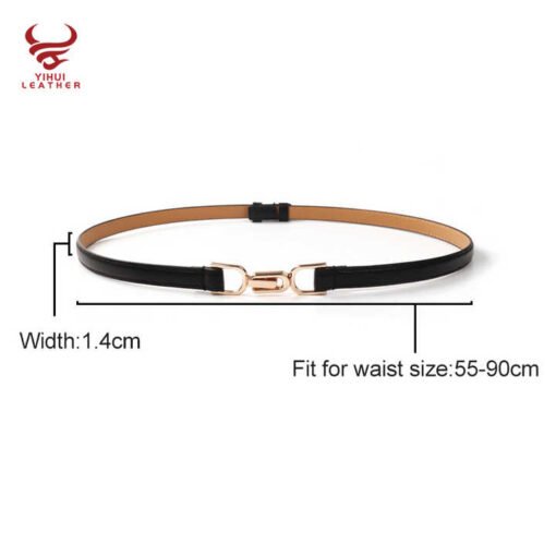 Customized Women Belt Skinny Adjustable Thin Chains Belt Pu Leather Retro Style Pin Buckle Faux Leather Waistband Belt for Girls - Image 3
