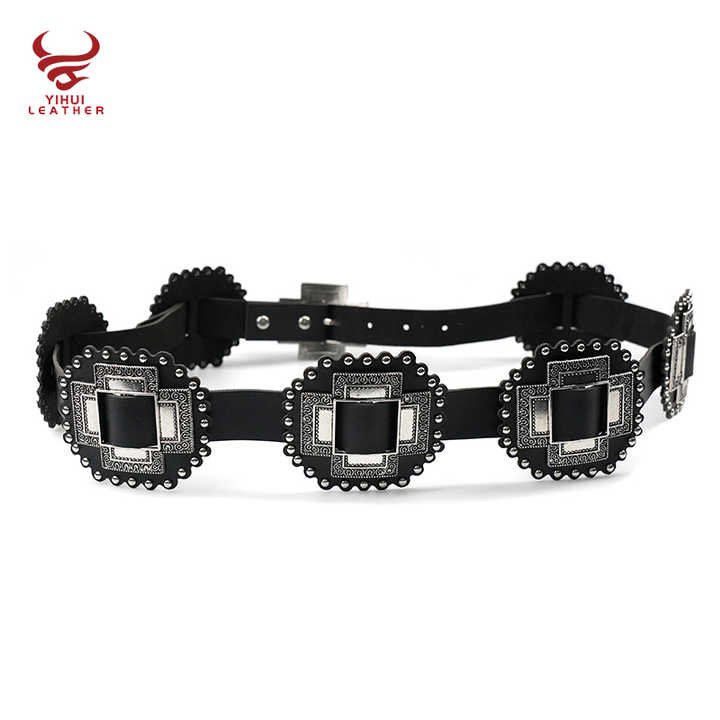 New Product Hip Hop Standard Large Cross on Belt Girls Metal Belt Buckle Black Gothic PU Leather Belt Women