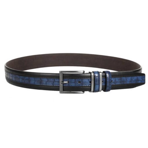 Wholesale Designer Vintage Stitching PU Belt for Boy Jeans Pin Buckle Two Loops Crocodile Pattern PU Leather Belt for Men Pants - Image 6