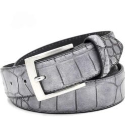 China Supplier Wholesale Embossed PU Leather Waist Belts Casual Style Prong Belt Buckle Crocodile Pattern Belt for Mens Jeans