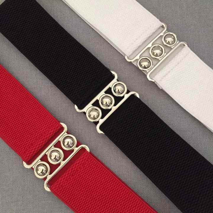 Manufacturer Elastic Strength Cinch Belt for Lady Halloween Retro Vintage Vertical Clasp Buckle Elastic Waistband Belt Women - Image 5