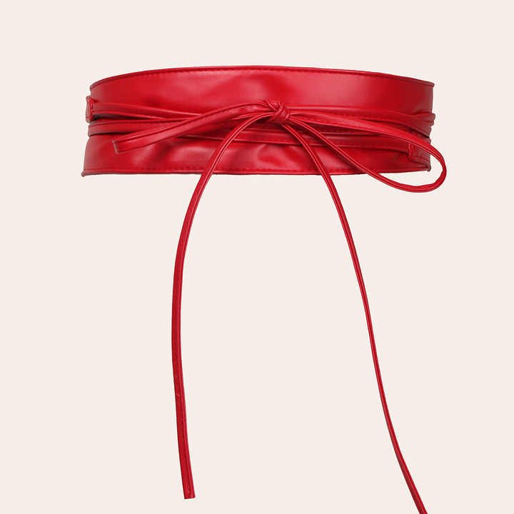 New Faux Leather Obi Wide Wrap Retro Self Tie Wrap Corset Belt Waistband Lady Dress Bowknot Wide PU Leather Obi Belt for Women