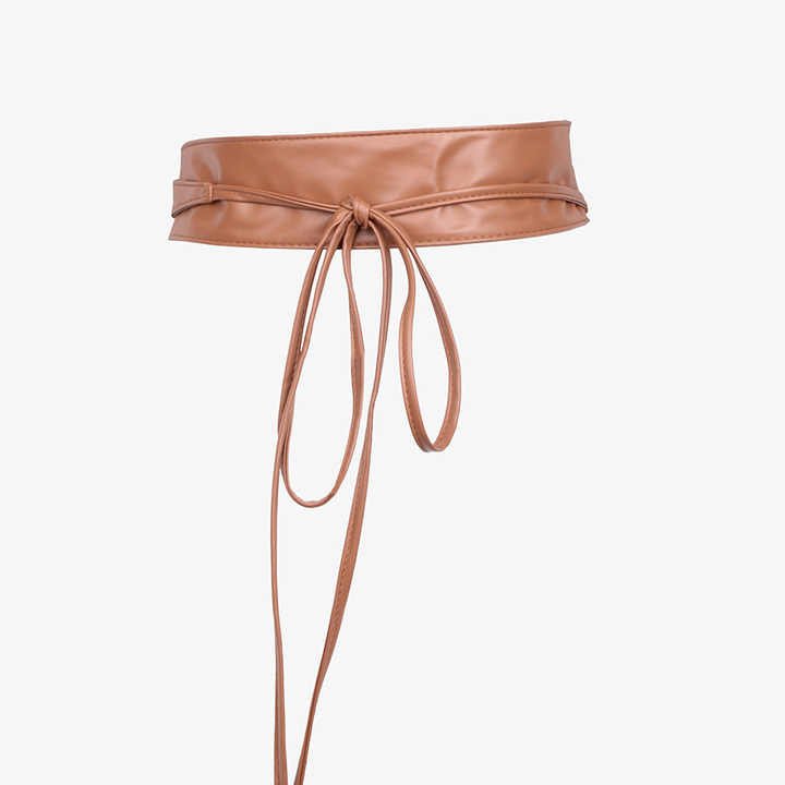 New Faux Leather Obi Wide Wrap Retro Self Tie Wrap Corset Belt Waistband Lady Dress Bowknot Wide PU Leather Obi Belt for Women - Image 2